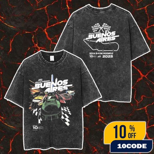 Gran Premio Buenos Aires Turismo Carretera 2025 August 22-23-24 At Autodromo Oscar Y Juan Galvez Round 10 Merch Unisex Two Sided Washed T-Shirt