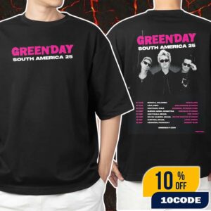 Green Day South America 2025 Poster Tour Dates Unisex T-Shirt Merchandise