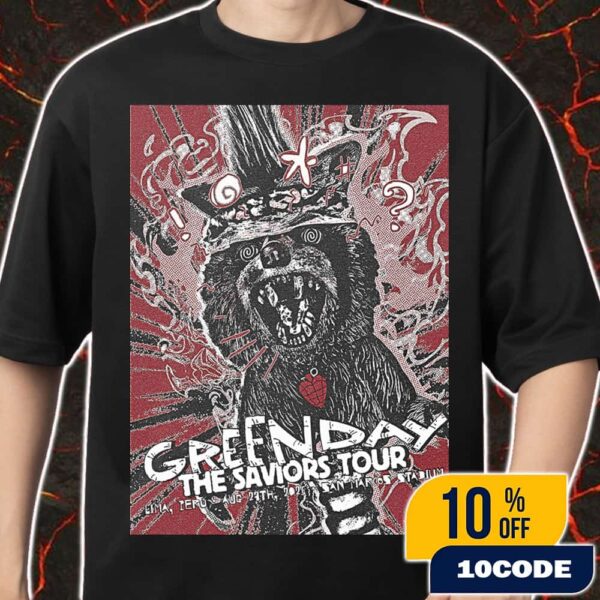 Green Day The Saviors Tour On August 27 2025 At Lima Peru Estadio San Marcos Zombie Raccoon Artwork By edzomby Merch Unisex T-Shirt