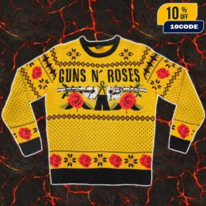 Guns N’ Roses Yellow Pattern Christmas Gift For Heavy Metal Fans Ugly Sweater