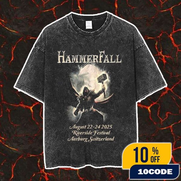 HammerFall August 22-24 2025 Event Tee At Riverside Festival Aarburg Switzerland Vintage Washed Unisex T-Shirt