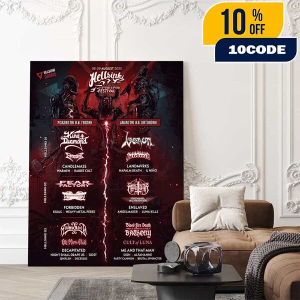 Helsinki Metal Festival 8-9 August 2025 At Helsinki Finland Poster Lineup Poster Canvas Home Decor