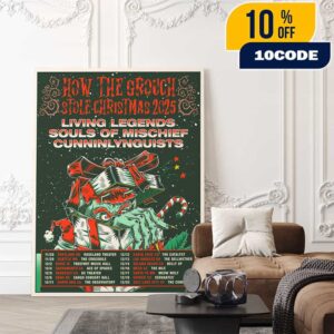 How The Grouch Stole Christmas 2025 With Living Legends x Souls Of Mischief x CunninLynguists Tour Poster With Tour Dates Poster Canvas Home Decor
