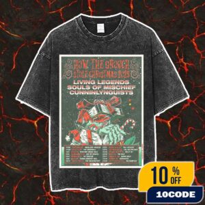 How The Grouch Stole Christmas 2025 With Living Legends x Souls Of Mischief x CunninLynguists Tour Poster With Tour Dates Vintage Washed Unisex T-Shirt