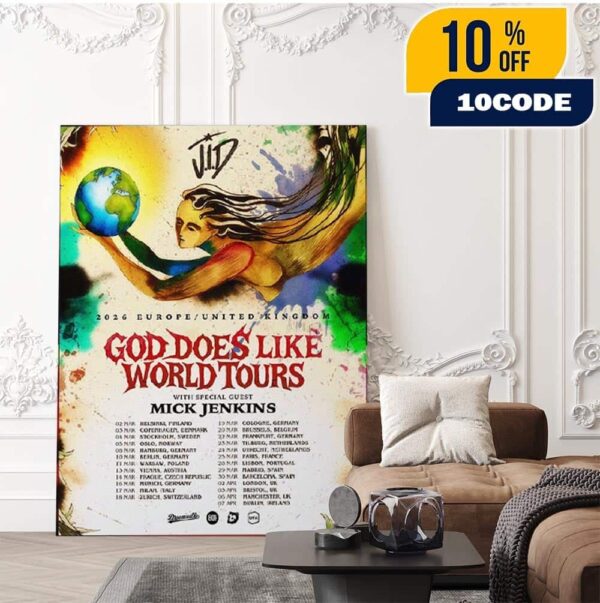 JID God Does Like Paradise Tour 2026 World Tour Europe And UK Schedule Dates With Mick Jenkins Fans Gift Home Decor Poster Canvas