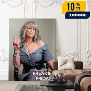 Jamie Lee Curtis Busty On Freakier Friday 2025 Promotion Day Viral Sexy Moment Poster Canvas Home Decor