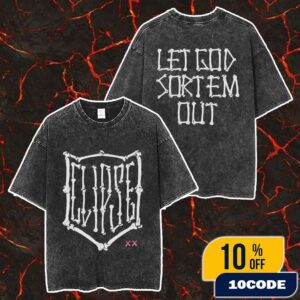 KAWS x Clipse Let God Sort Em Out Skeleton Artwork Merch Unisex Two Sided Washed T-Shirt