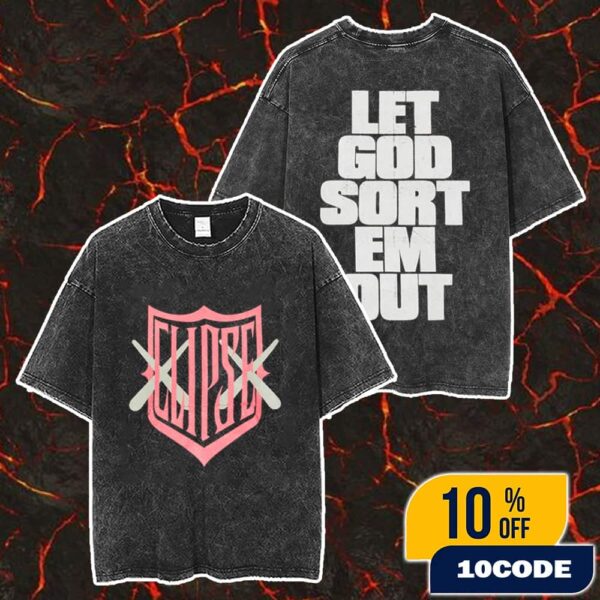 Kaws x Clipse Let God Sort Em Out Shield Merch Unisex Two Sided Washed T-Shirt