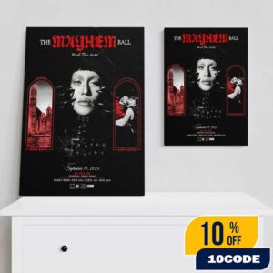 Lady Gaga The Mayhem Ball Tour At Central Hong Kong On September 19 2025 World Tour The Art Of Personal Chaos Poster Canvas