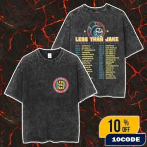 Less Than Jake Summer Circus Tour 2025 Skull With Top Hat Circus Theme Artwork Tour Dates Merch Unisex Two Sided Washed T-Shirt
