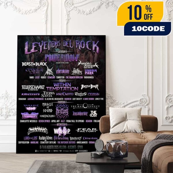 Leyendas Del Rock Festival 2025 6-9 August At Villena Alicante Spain Rock Metal With Poster Lineup Poster Canvas Home Decor