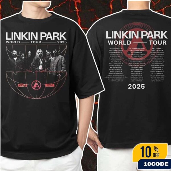 Linkin Park From Zero World Tour 2025 Amazon Exclusive Official Merch Globe Long Sleeve Two Sides Classic T-Shirt