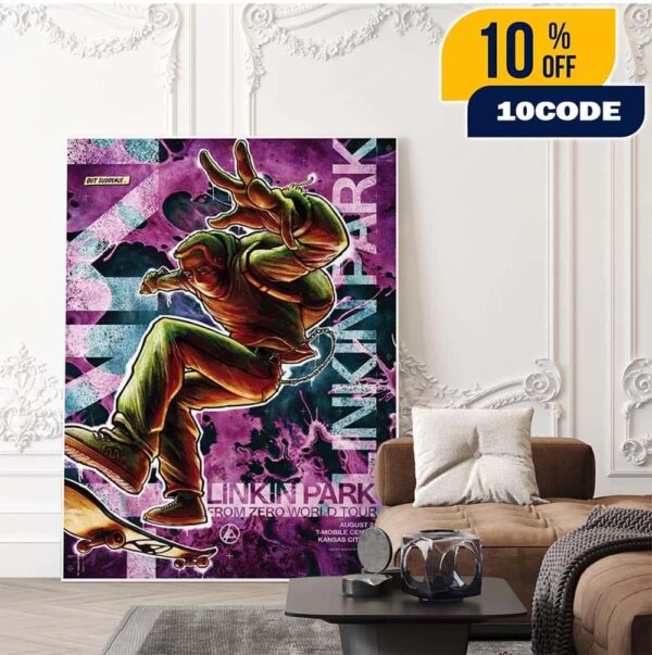 Linkin Park From Zero World Tour 2025 Kansas City Event Poster At T-Mobile Center On August 31 2025 Artist NC Winters Home Decor Poster Canvas