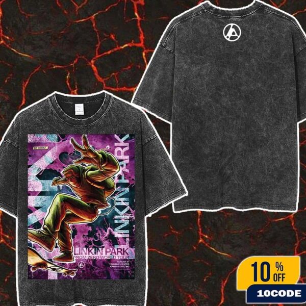 Linkin Park From Zero World Tour 2025 Kansas City Event Poster At T-Mobile Center On August 31 2025 Artist NC Winters Wash Two Sides T-Shirt