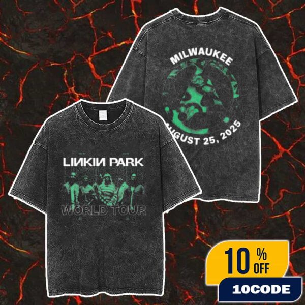 Linkin Park From Zero World Tour 2025 Milwaukee Exclusive Tee At Fiserv Forum August 25 2025 Official Logo Merch Unisex Two Sided Washed T-Shirt