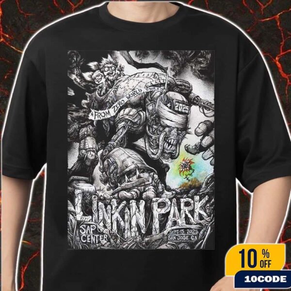 Linkin Park From Zero World Tour 2025 San Jose California Event Poster At SAP Center On September 15 2025 Artist Jonathan Wayshack Classic T-Shirt