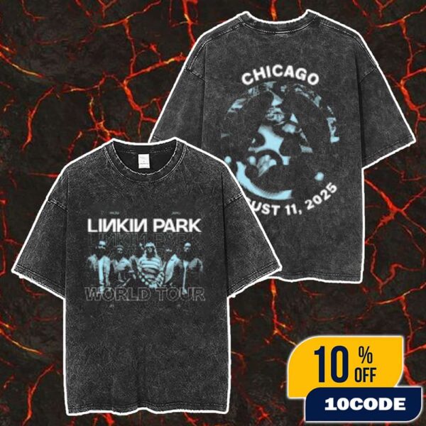 Linkin Park From Zero World Tour Chicago 2025 Exclusive Merchandise Official Event Tee At United Center August 11 2025 Merch Unisex Two Sided Washed T-Shirt
