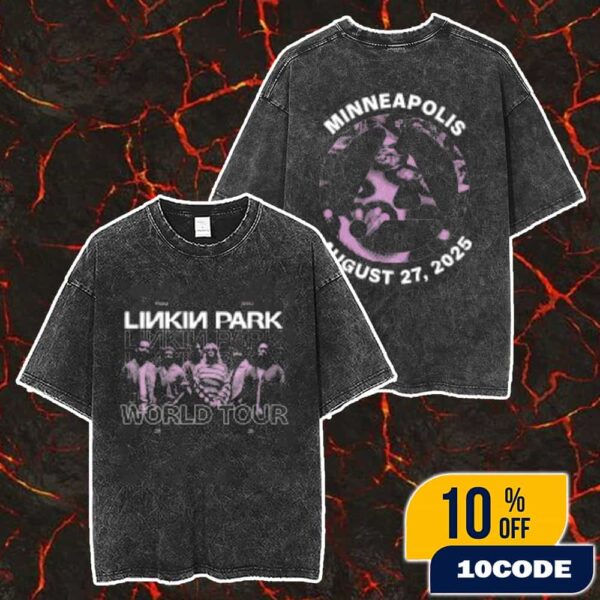 Linkin Park From Zero World Tour Official Merchandise Minneapolis Event Tee At Target Center On August 27 2025 Merch Unisex Two Sided Washed T-Shirt