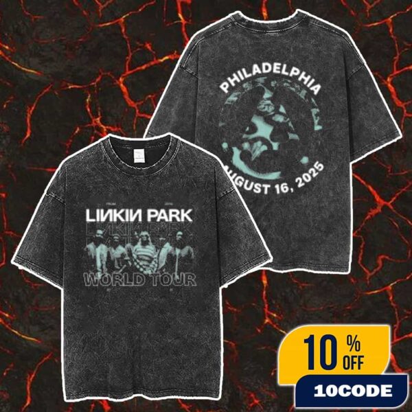 Linkin Park From Zero World Tour Philadelphia Event Tee Official Merchandise On August 16 2025 At Xfinity Mobile Arena Merch Unisex Two Sided Washed T-Shirt