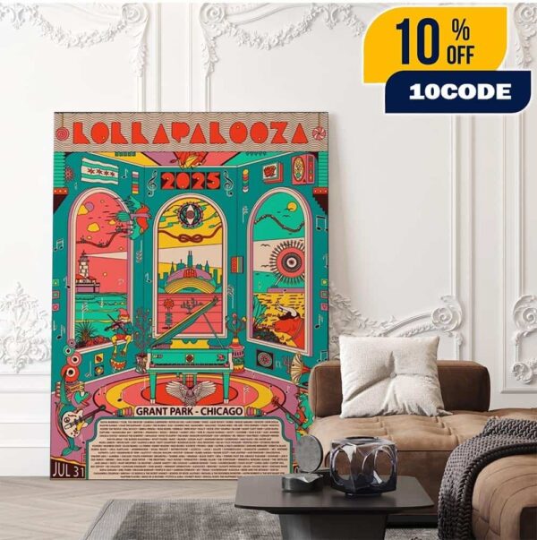 Lollapalooza Chicago 2025 Commemorative Exclusive Poster In Illinois At Grant Park On July 31 – August 3 Home Decor Poster Canvas