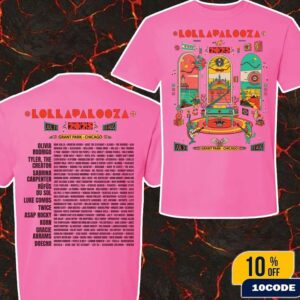 Lollapalooza In Chicago 2025 Poster Lineup Tee At Grant Park On July 31 – Aug 3  Merchandise Fan Gifts Classic Two Sides T-Shirt