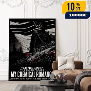 Long Live The Black Parade My Chemical Romance At Arlington TX US August 2nd 2025 Event Poster At Globe Life Field Poster Canvas Home Decor