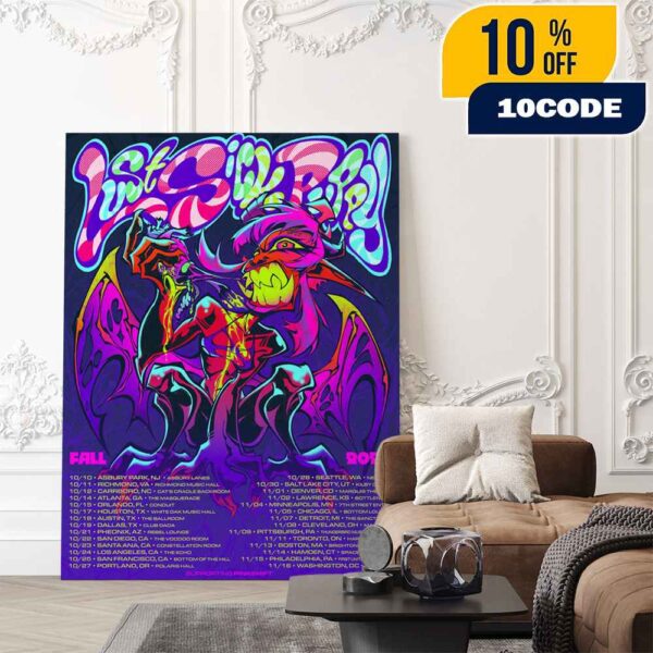 Lust Sick Puppy With Special Guest pinkshift Fall Tour 2025 LSP-Inspired Looks For Halloween October Poster Tour Dates Poster Canvas Home Decor