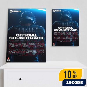 Madden NFL 26 Official Soundtrack EA Sports With Lineup Saquon Barkley Player Poster Canvas