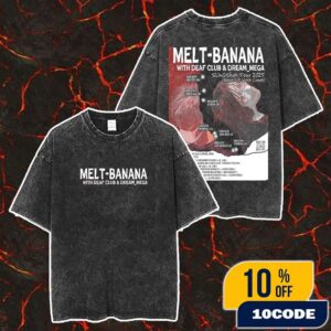 Melt-Banana SLinGShot Tour 2025 US West Coast November Tour Dates With Deaf Club And Dream Mega Japanese Noise Rock Poster Artwork Merch Unisex Two Sided Washed T-Shirt
