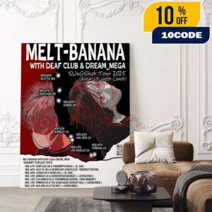 Melt-Banana SLinGShot Tour 2025 US West Coast November Tour Dates With Deaf Club And Dream Mega Japanese Noise Rock Poster Artwork Poster Canvas Home Decor