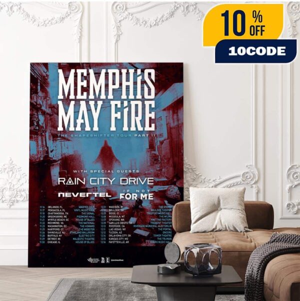Memphis May Fire The Shapeshifter Tour Part II 2025 Line Up Date List On Nov And Dec Home Decor Poster Canvas