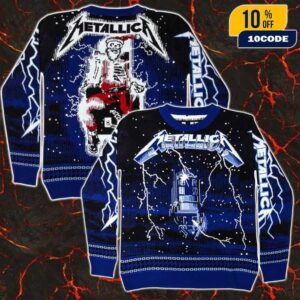 Metallica Ride The Lightning Holiday Sweater Santa Funny Artwork Christmas Gift For Heavy Metal Fans Ugly Sweater