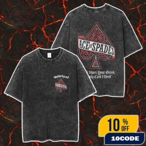 Motorhead Greed Tee Version Ace Of Spades Warpig Logo Merch Unisex Two Sided Washed T-Shirt