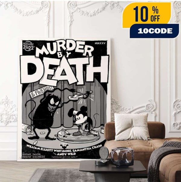 Murder By Death Denver Colorado 2025 Retro Mickey Shows Poster At Gothic Theatre On August 21 And 22 Fan Gifts Home Decor Poster Canvas