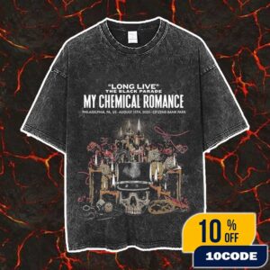 My Chemical Romance Long Live The Black Parade August 15th 2025 At Citizens Bank Park Philadelphia Poster Event Artwork By Edgar Jimenez Vintage Washed Unisex T-Shirt