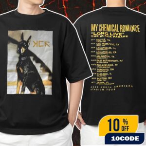 My Chemical Romance Long Live The Black Parade Tour 2025 North American Stadium Tour Dates Doberman Artwork Front Print Unisex T-Shirt Merchandise