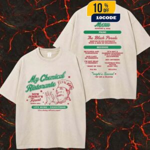 My Chemical Romance Official Merchandise Long Live The Black Parade Tour 2025 My Chemical Ristorante New Jersey’s Finest By Kerin Cunningham August 22 2025 Two Sides Washed Unisex T-Shirt
