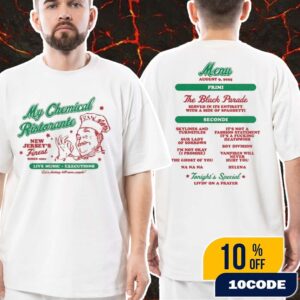 My Chemical Romance Official Merchandise Long Live The Black Parade Tour 2025 My Chemical Ristorante New Jersey’s Finest By Kerin Cunningham August 22 2025 Unisex T-Shirt Merch