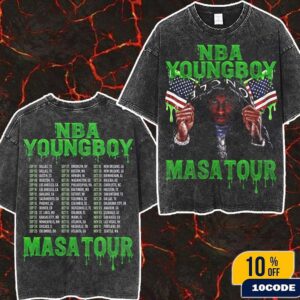 NBA YoungBoy Masa Tour 2025 Dates List On Sep Oct and Nov YoungBoy Never Broke Again Merch Fan Gifts Wash Two Side T-Shirt