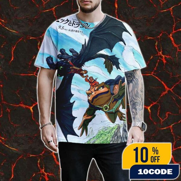 Naruto x How To Train Your Dragon Collaboration Art By Masashi Kishimoto All Over Print Graphic T-Shirt, Hoodie