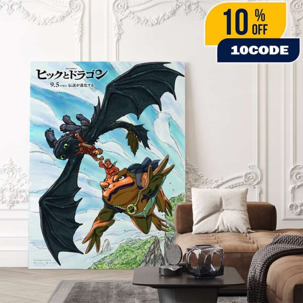 Naruto x How To Train Your Dragon Collaboration Art By Masashi Kishimoto Poster Canvas Home Decor