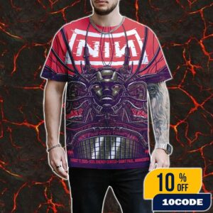 Nine Inch Nails Poster Show At The Xcel Energy Center Artwork By NIGHT SWIM On August 17 2025 Saint Paul Minnesota All Over Print Graphic T-Shirt, Hoodie