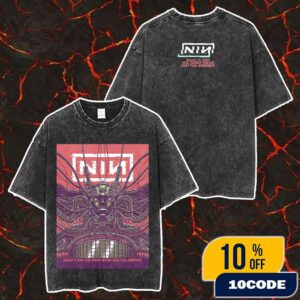 Nine Inch Nails Poster Show At The Xcel Energy Center Artwork By NIGHT SWIM On August 17 2025 Saint Paul Minnesota Merch Unisex Two Sided Washed T-Shirt