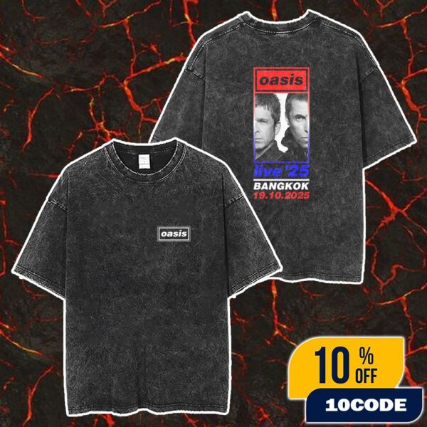 Oasis Live ’25 Bangkok Tribute Concert On 19 October 2025 At ChangChui Bangkok Event Logo Merch Unisex Two Sided Washed T-Shirt