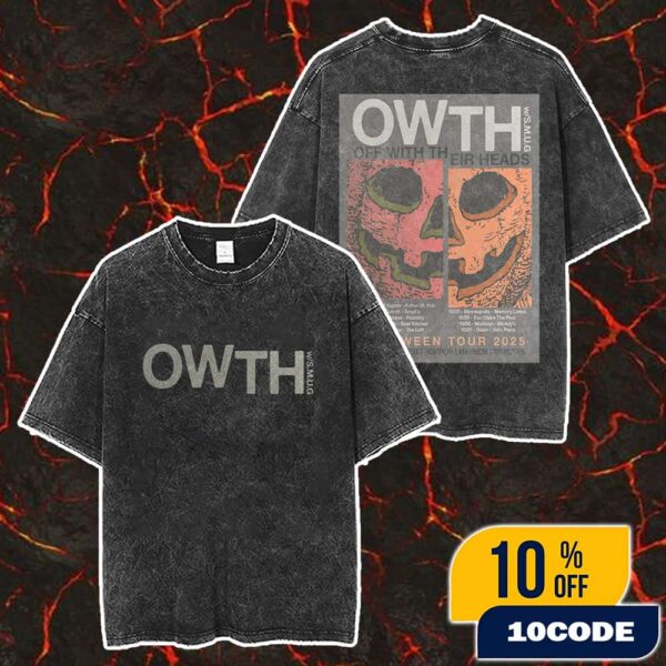 Off With Their Heads OWTH Halloween Tour 2025 Poster Tour Dates Skull Stylized Artwork Merch Unisex Two Sided Washed T-Shirt