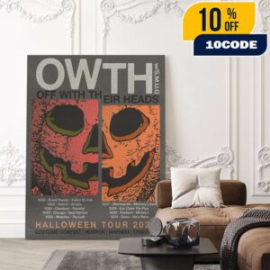 Off With Their Heads OWTH Halloween Tour 2025 Poster Tour Dates Skull Stylized Artwork Poster Canvas Home Decor
