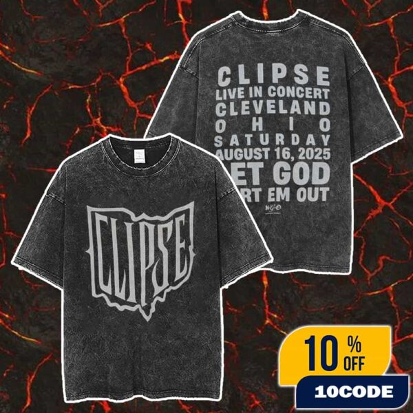 Official Clipse Let God Sort Em Out Tour August 16 2025 Live In Concert Cleveland Ohio Speical Show Merch Unisex Two Sided Washed T-Shirt