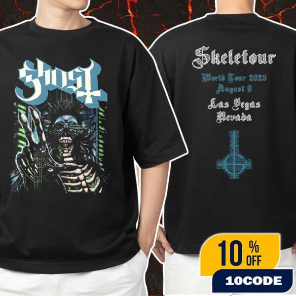 Official Ghost Skeletour World Tour August 9 2025 At Las Vegas MGM Grand Garden Arena Cyborg Artwork Version Unisex T-Shirt Merchandise
