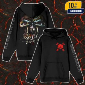 Official Iron Maiden Merchandise 15th Anniversary Of The Final Frontier Logo And Eddie Artwork Unisex Pullover Hoodie