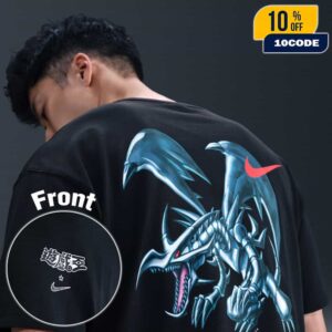 Official Merch Yu-Gi-Oh x Nike Solo Swoosh Tee QS Black Blue-Eyes White Dragon Unisex T-Shirt